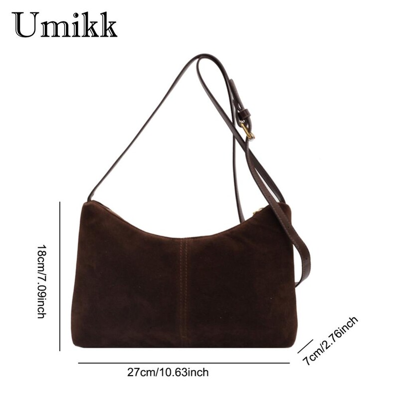 Geantă de umăr din piele intoarsa pentru femei, cu curea reglabila, geanta de tip crossbody cu buzunare multiple.