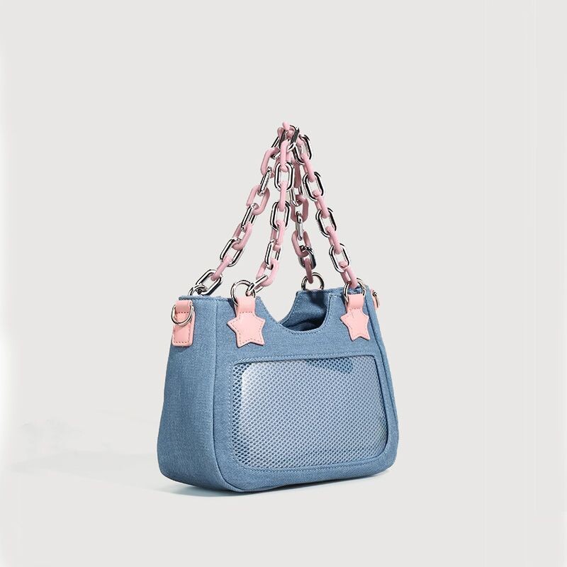 Tote pentru cumpărături subrat din denim Geantă de umăr Hobo de mare capacitate Geantă de mână de lux pentru femei Geantă mică de tip crossbody