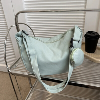 Geantă de umăr din pânză pentru femei Geantă de piept de mare capacitate, cu centură cu jumătate de lună, ocazională, Genți de mesager, Geantă cu găluște pentru navetă