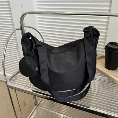 Geantă de umăr din pânză pentru femei Geantă de piept de mare capacitate, cu centură cu jumătate de lună, ocazională, Genți de mesager, Geantă cu găluște pentru navetă