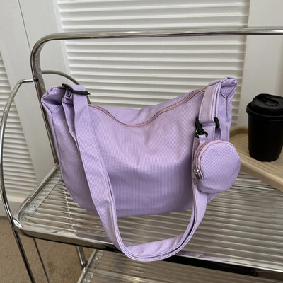 Geantă de umăr din pânză pentru femei Geantă de piept de mare capacitate, cu centură cu jumătate de lună, ocazională, Genți de mesager, Geantă cu găluște pentru navetă