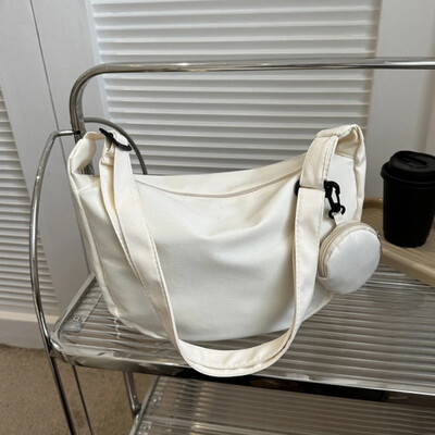 Geantă de umăr din pânză pentru femei Geantă de piept de mare capacitate, cu centură cu jumătate de lună, ocazională, Genți de mesager, Geantă cu găluște pentru navetă