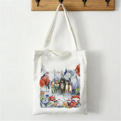 Geantă de cumpărături amuzantă cu desene animate cu veveriță, geantă de umăr de vară, geantă de cumpărături portabilă pentru mediu, cadou