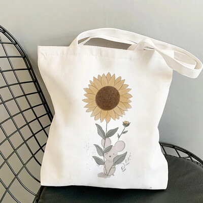 Geantă de cumpărături amuzantă cu desene animate cu veveriță, geantă de umăr de vară, geantă de cumpărături portabilă pentru mediu, cadou