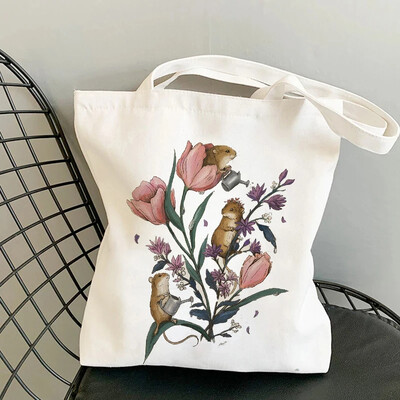 Geantă de cumpărături amuzantă cu desene animate cu veveriță, geantă de umăr de vară, geantă de cumpărături portabilă pentru mediu, cadou