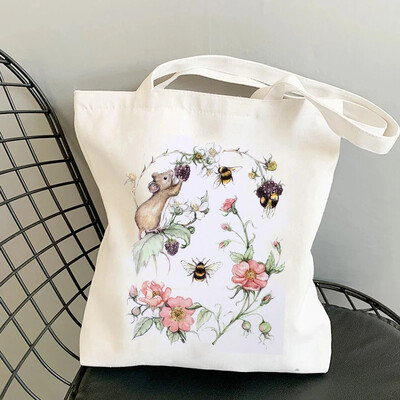 Geantă de cumpărături amuzantă cu desene animate cu veveriță, geantă de umăr de vară, geantă de cumpărături portabilă pentru mediu, cadou