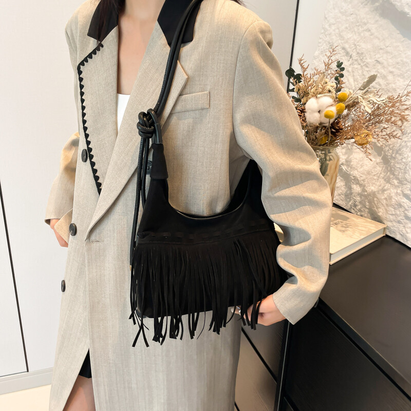 Geantă Crossbody cu franjuri, geantă de umăr de piele intoarsa pentru femei, genți de mână retro pentru femei, geantă de șea cu ciucuri, genți de mesager Western Cowgirl