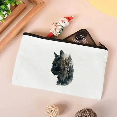 Slikovita mačka, lav, medvjed i vuk, ekološki prihvatljiva platnena torba za žene s velikim kapacitetom, izdržljiva i savršena za kupovinu