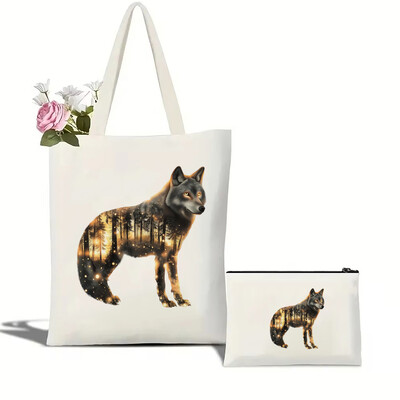 Slikovita mačka, lav, medvjed i vuk, ekološki prihvatljiva platnena torba za žene s velikim kapacitetom, izdržljiva i savršena za kupovinu