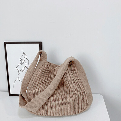 Genți de umăr pentru femei Geantă Hobo din croșetat de mare capacitate Genți de mână noi de tricotat Geantă de cumpărături pentru femei Geantă tote țesătă în gol