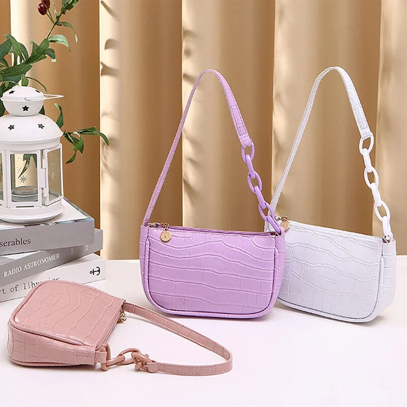 Design cu model de piatră pentru femei, din piele PU, cu un singur umăr, pentru subrat pentru femei, marcă de lux, genți de mână și poșete mici