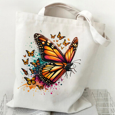 Skeleti lillemustriga lõuendist õlakott Vintage lilledega liblikaprinteriga kandekotid Retro Skull Butterfly Printiga naiste käekott