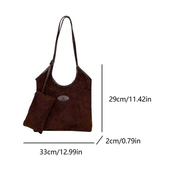 Дамска велурена чанта за подмишници Чанта с магнитно закопчаване Hobo Bag Slouchy Tote Bag Едноцветна чанта за работа и пътуване