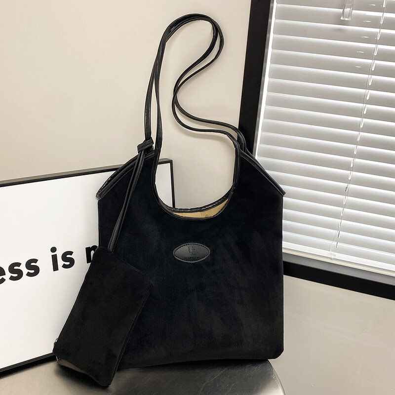 Geantă de subrat pentru femei, din piele intoarsa, cu inchidere magnetica, geanta hobo, geanta de tote, de culoare solida, pentru calatorii de serviciu