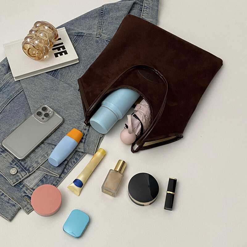 Geantă de subrat pentru femei, din piele intoarsa, cu inchidere magnetica, geanta hobo, geanta de tote, de culoare solida, pentru calatorii de serviciu