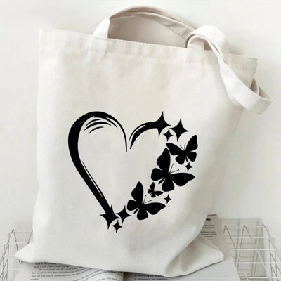 Genți de umăr pentru femei Fluture acuarelă Genți de mână cu flori în stil plantă Estetică Genți tote din pânză pentru adolescent Fluture vintage