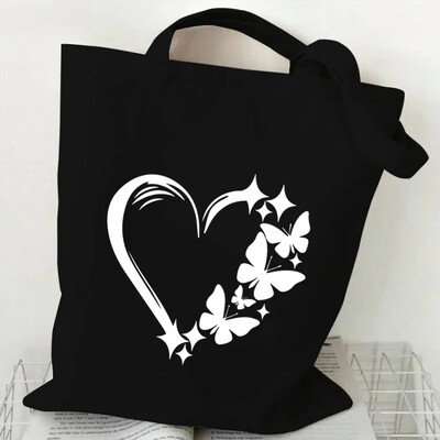 Genți de umăr pentru femei Fluture acuarelă Genți de mână cu flori în stil plantă Estetică Genți tote din pânză pentru adolescent Fluture vintage