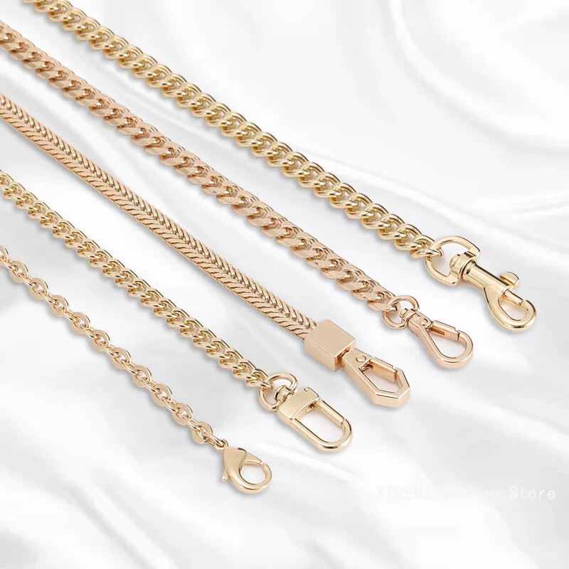 Zelta soma ķēdes aksesuāri Metāla pagarinājuma ķēdes padušu krustojuma plecu jostas maiņas somas Siksniņa sieviešu somai