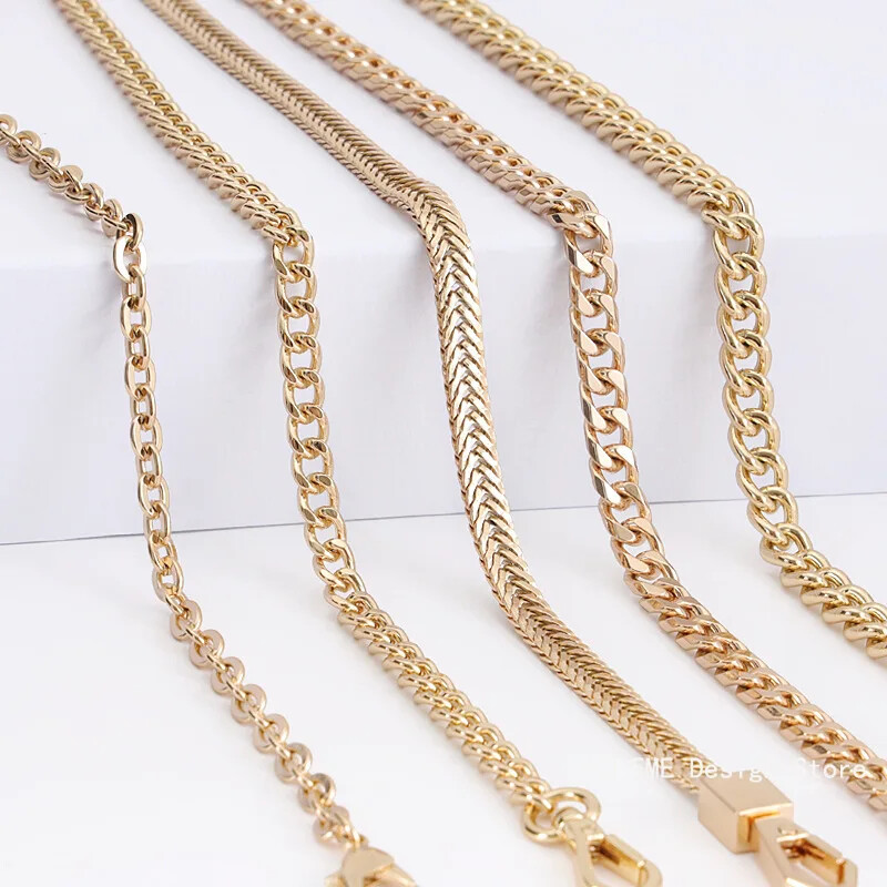 Zelta soma ķēdes aksesuāri Metāla pagarinājuma ķēdes padušu krustojuma plecu jostas maiņas somas Siksniņa sieviešu somai