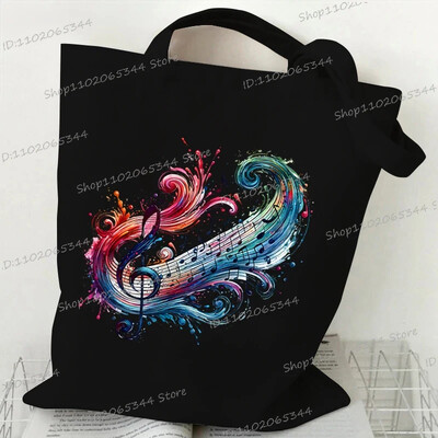 Γυναικείες τσάντες με μουσική σημειογραφία Τσάντα καμβά Αστεία ακουαρέλα Μουσική τσάντα ώμου για εφηβική μόδα Σχέδιο πλαϊνή τσάντα για γυναίκες