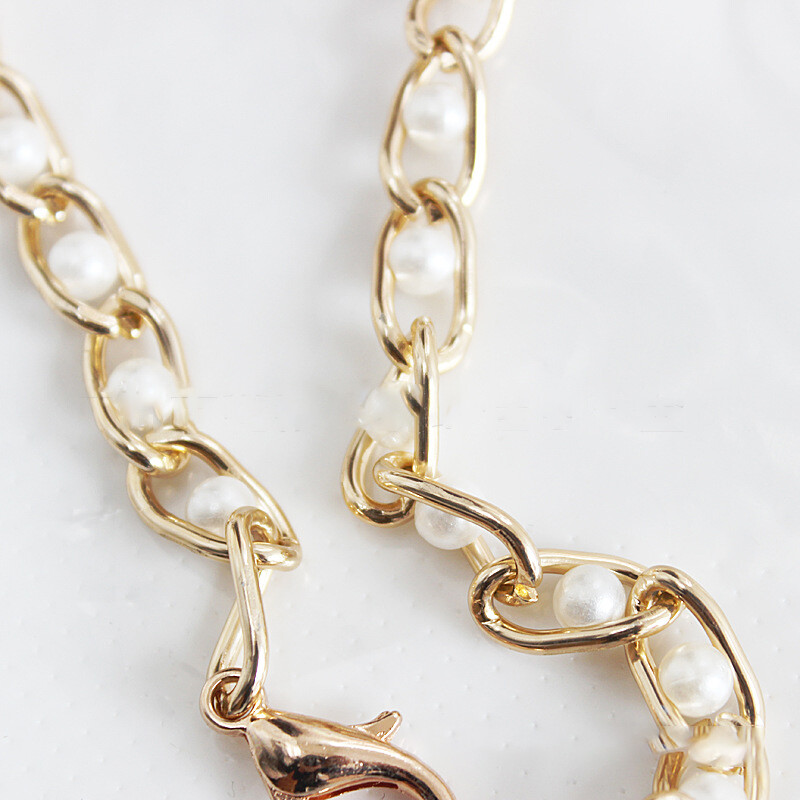 Noua curea de geantă de perle, 1 buc, pentru cureaua pentru geantă, mânere de înlocuire pentru poșetă, drăguț, mărgele, lanț metalic, accesorii pentru geanți, închidere de aur