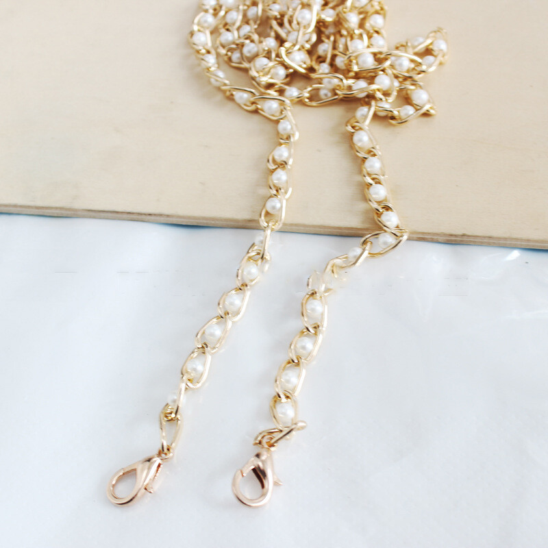 Noua curea de geantă de perle, 1 buc, pentru cureaua pentru geantă, mânere de înlocuire pentru poșetă, drăguț, mărgele, lanț metalic, accesorii pentru geanți, închidere de aur