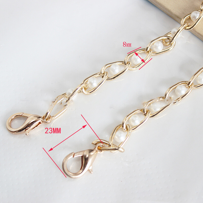 Noua curea de geantă de perle, 1 buc, pentru cureaua pentru geantă, mânere de înlocuire pentru poșetă, drăguț, mărgele, lanț metalic, accesorii pentru geanți, închidere de aur