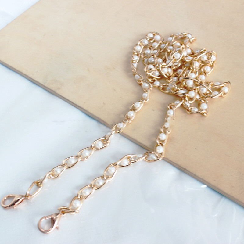 Noua curea de geantă de perle, 1 buc, pentru cureaua pentru geantă, mânere de înlocuire pentru poșetă, drăguț, mărgele, lanț metalic, accesorii pentru geanți, închidere de aur