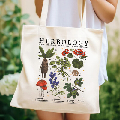 Herbology Plants Print Designs Ženske ručne torbice Poklon za ljubitelje biljaka Platnene torbe Torbe za višekratnu upotrebu Čarobnjak za namirnice Torbe za namirnice