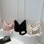 Sieviešu velveta plecu soma Jauka zemeņu soma, soma, soma, soma, soma iepirkšanās randiņiem