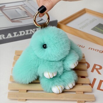 Κρεμαστό σακίδιο πλάτης Fluffy Rabbit Fur Pompon Bunny Keychain Μαλακό χαριτωμένο λαγουδάκι μπρελόκ Τεχνητό κουνέλι τσάντα για κορίτσια με μπρελόκ Δώρα