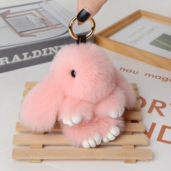 Κρεμαστό σακίδιο πλάτης Fluffy Rabbit Fur Pompon Bunny Keychain Μαλακό χαριτωμένο λαγουδάκι μπρελόκ Τεχνητό κουνέλι τσάντα για κορίτσια με μπρελόκ Δώρα