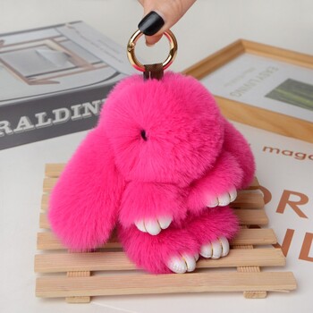 Κρεμαστό σακίδιο πλάτης Fluffy Rabbit Fur Pompon Bunny Keychain Μαλακό χαριτωμένο λαγουδάκι μπρελόκ Τεχνητό κουνέλι τσάντα για κορίτσια με μπρελόκ Δώρα