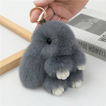 Κρεμαστό σακίδιο πλάτης Fluffy Rabbit Fur Pompon Bunny Keychain Μαλακό χαριτωμένο λαγουδάκι μπρελόκ Τεχνητό κουνέλι τσάντα για κορίτσια με μπρελόκ Δώρα