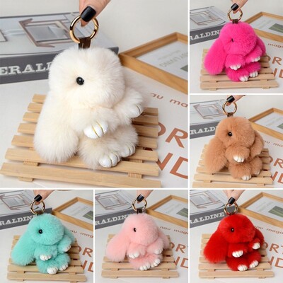 Κρεμαστό σακίδιο πλάτης Fluffy Rabbit Fur Pompon Bunny Keychain Μαλακό χαριτωμένο λαγουδάκι μπρελόκ Τεχνητό κουνέλι τσάντα για κορίτσια με μπρελόκ Δώρα