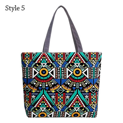 Lielas ietilpības plecu soma Mode retro ziedu kokvilnas auduma iepirkumu somas Rokassomas Grāmatu soma sievietēm