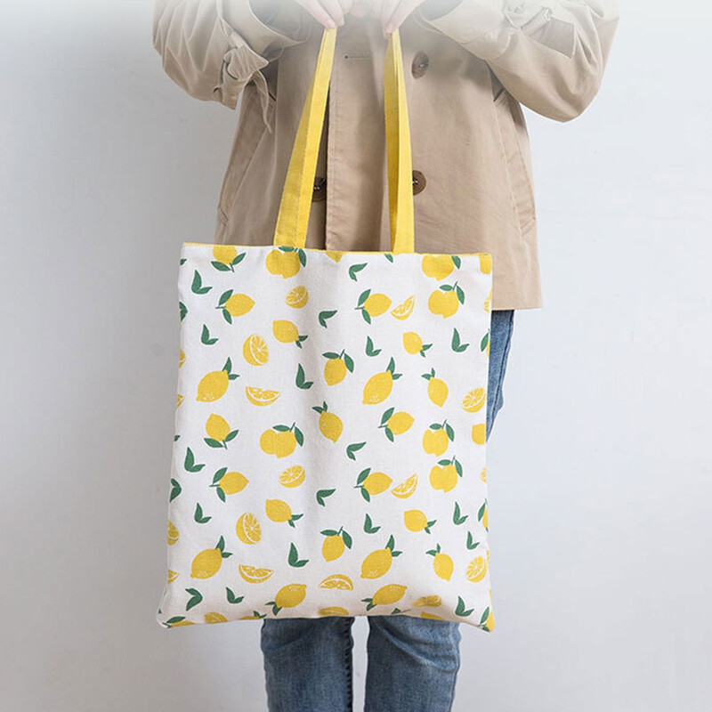 Žuto žuta limun nasumično otisnuta dvostruka dvostruka s platnenom ručnom torbom prijenosna torba za rame paket