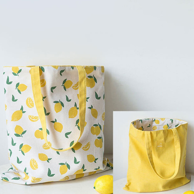 Žuto žuta limun nasumično otisnuta dvostruka dvostruka s platnenom ručnom torbom prijenosna torba za rame paket