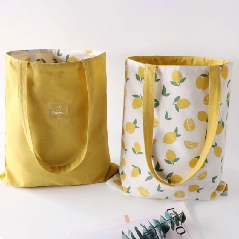 Žuto žuta limun nasumično otisnuta dvostruka dvostruka s platnenom ručnom torbom prijenosna torba za rame paket