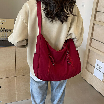 Geantă Crescent pentru femei Geantă crossbody din nailon Geantă de umăr de mare capacitate Geantă Hobo de culoare solidă Geantă ghiozdan de lucru Geantă de cumpărături pentru femei