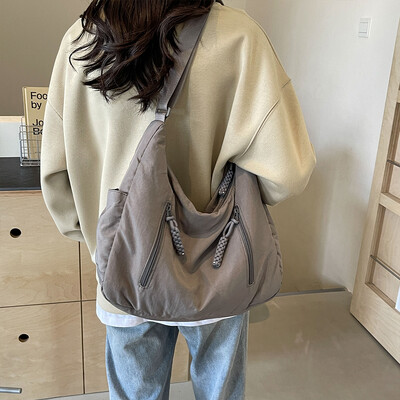 Geantă Crescent pentru femei Geantă crossbody din nailon Geantă de umăr de mare capacitate Geantă Hobo de culoare solidă Geantă ghiozdan de lucru Geantă de cumpărături pentru femei