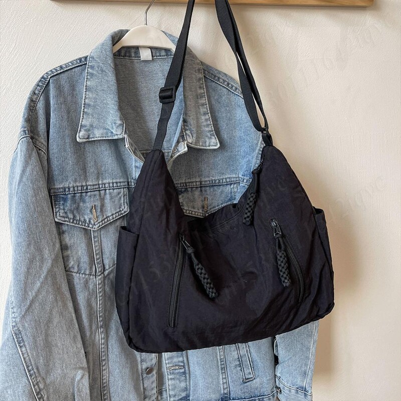 Geantă Crescent pentru femei Geantă crossbody din nailon Geantă de umăr de mare capacitate Geantă Hobo de culoare solidă Geantă ghiozdan de lucru Geantă de cumpărături pentru femei