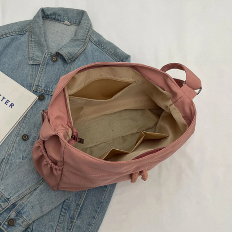 Genți de nailon Hobos Crossbody Genți de damă, solide, casual, cu fermoar, 2025, la modă, de mare capacitate, de culoare solidă, cu un singur umăr.