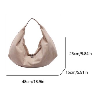 Γυναικεία Suede Hobo τσάντα με φερμουάρ Τσάντα ώμου Slouchy τσάντα μασχάλης μεγάλης χωρητικότητας για ταξίδια εργασίας