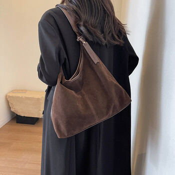 Γυναικεία Suede Hobo Bag Slouchy Shoulder Bag Magnetic Close Tote Bag Μεγάλη χωρητικότητα Εργασία ταξιδιού Διαγώνιο πακέτο Τσάντα αγορών