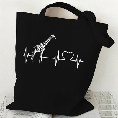 Geantă de cumpărături de designer cu model ușoară imprimeu girafe vintage Genți de cumpărături din pânză cu design pliabil și reutilizabil.