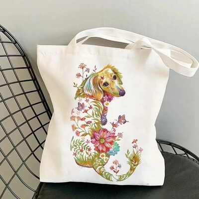 Torbica s mačjim cvijetom Ženska vintage estetika Kitten Design Torbe za kupnju Tinejdžerke Višekratna velika torba Ženske torbe na rame