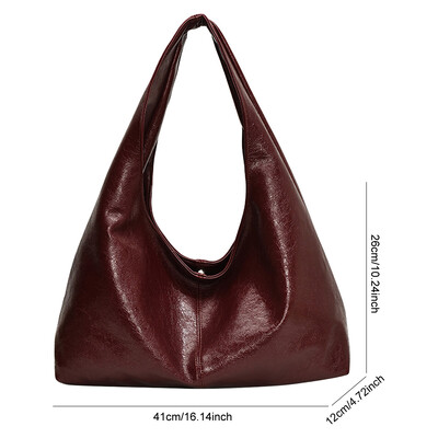 Genți de umăr de epocă pentru femei Geantă mare Hobo Shopper de culoare solidă din piele moale PU Geantă de mână pentru subrat Geantă de călătorie pentru doamne