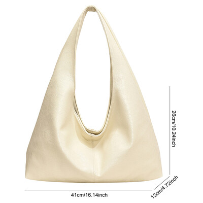 Genți de umăr de epocă pentru femei Geantă mare Hobo Shopper de culoare solidă din piele moale PU Geantă de mână pentru subrat Geantă de călătorie pentru doamne