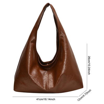 Genți de umăr de epocă pentru femei Geantă mare Hobo Shopper de culoare solidă din piele moale PU Geantă de mână pentru subrat Geantă de călătorie pentru doamne